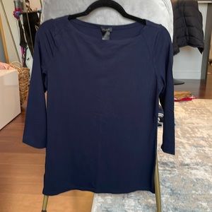 Ann Taylor 3/4 Sleeve Stretch Tee - Navy/Small